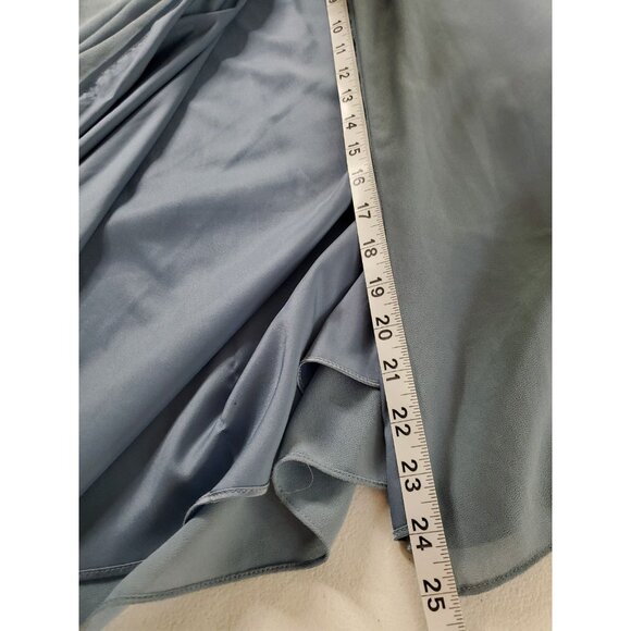 Lulus Dress Women XL Im All Yours Slate Blue Ruffle Maxi Flutter Sleeve Slit - Picture 13 of 14